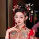 Sanqihu Xiuhe clothing phoenix crown headdress Xiuhe bride Chinese style 2025 new gold red simple atmosphere wedding dragon and phoenix gown with Begonia sense