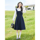 TVST light luxury brand children's clothing for girls and boys autumn new style dress fashionable and versatile girl suspender skirt for girls navy blue 130 cm