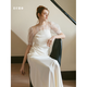 
LISM International first-line brand bride white light wedding dress with white engagement and get a marriage certificate for wedding toast dress White (spot) XS