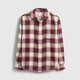Gap Boys 2025 Autumn New Cotton Flannel Plaid Lapel Shirt Children's Clothing American Version Maroon Plaid 140/72 (10-11 years old)