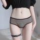 Sexy triangle open thong lace T pants hollow metal chain low waist pure lust sexy underwear for women black one size 80-125 Jin Jin equals 0.5 kg