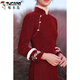Woodpecker Red Chenille Cheongsam 2025 Winter New Thickened Long Sleeve Autumn Improved Young Style New Year's Eve Clothes Burgundy M