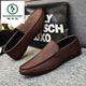 Woodpecker Herumn Neue Herren -Slipper 2025 Fahren lässige Lederschuhe Weiche einzige Kick Herren Trendy Street Shooting Internet Celebrity Schuhe D838 Black 39