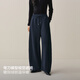 PEACEBIRD Shopping Mall Same Style 2025 Winter New Warm Velvet Scimitar Casual Pants Women A1GBF4327 Navy Blue S 155