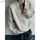 Yuexiang American retro Henry collar sweater men's winter velvet warm casual inner sweater trendy loose top Gray M