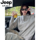 JEEP SPIRIT light gray Henry collar heavy long-sleeved t-shirt for men and women early autumn structured splicing polo shirt high-end couple sweatshirt light gray M recommended 100-115Jin Jin equals 0.5 kg