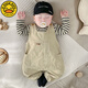 G.DUCKKIDS little yellow duck baby overalls striped T-shirt two-piece set male and female baby jumpsuit set outer wear children's one-piece striped T-shirt + light khaki overalls 90