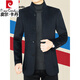 Pierre Cardin 2025 Spring and Autumn Wool Woolen Jacket for Men Middle-aged Dad Chinese Stand Collar Men's Woolen Jacket for Men Black Gray XL 180 (135-150Jin Jin is equal to 0.5kg)