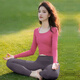 Double show can be worn outside, beautiful yoga clothes for women 2025 new autumn and winter long-sleeved Pilates red sports top fitness suit wild plum top S under 100