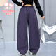 富罗迷女童裤子冬季加绒保暖工装裤儿童休闲阔腿裤 紫色 （加绒款） 150