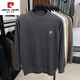 Pierre Cardin 2025 New Gray American Retro Henley Neck Sweater Men's Lazy Style Knitted Sweater Dark Gray L 115