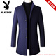 Playboy windbreaker jacket men's mid-length high-end autumn and winter 2025 woolen business woolen lapel trend new model High quality - 20 black mid-length style Loss processing XL 110-125Jin Jin equals 0.5 kg