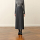 SEIFINI Meng Ziyi endorses glutinous rice straight skirt 2025 autumn and winter new style elastic waist comfortable and slim wool mid-length skirt Smoke S