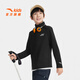 Anta children's T-shirts for boys and girls 2025 autumn new style plus velvet simple and versatile outdoor stand collar long T basic black-4 120