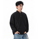 Homlean Heavy Henley Collar Solid Color Sweatshirt Men's Spring Fashion Versatile Loose Casual Bottoming Top HQ00 Black L