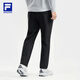 FILA official men's knitted trousers 2025 winter new fitness sports basic plus fleece straight pants dark black-BK 3XL 190/96A/XXXL