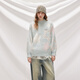 UNIFREE thickened mohair pullover sweater female star jacquard contrast soft waxy lazy loose top blue one size