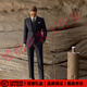 SUSTYLEG light luxury brand wool suit suit male groom wedding slim business commuting black formal three-piece suit classic black two-piece suit 48 A top and trousers size please note