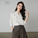 Late White New Product 2025 Autumn Temperament Printed Shirt Skin Friendly Elastic Casual Lapel Shirt Women Color M