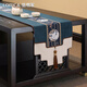 Luo Yijia (Lorica) New Chinese style table flag, tea table cushion, tea table long tea table tablecloth, Zen tea flag, tea mat, tea tablecloth, Mingyueqingfeng-Blue_Waterproof model, table flag 33*120cm, suitable for table length 0.4m-0.7m