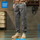JeansWest pure cotton plus velvet overalls for men in autumn and winter stretch leg casual pants for men loose sports harem pants gray skin-friendly and wear-resistant XL recommended 125-140Jin Jin equals 0.5 kg
