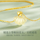 Lao Fengxiang Apricot Silver Necklace for Women Hetian Jade Pendant Light Luxury High-end Jewelry Anniversary Birthday Gift for Girlfriend and Wife This Life’s Apricot Necklace* Brand Gift Box