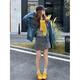 La Chapelle blue washed denim jacket for women 2025 autumn new fashion age-reducing design loose casual versatile jacket blue S 105Jin Jin is equal to 0.5 kg within