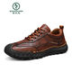 
Woodpecker high-end new style new handmade soft sole men's shoes spring casual shoes men's leather shoes flat large size loafers 9893 light brown 38