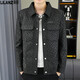 Lilang 2025 spring and autumn men's short jacket youth lapel jacket trendy casual men's jacquard top trendy 9853 black M 90-105Jin[Jin equals 0.5 kg]