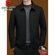 Pierre Cardin high-end brand double-sided woolen jacket for men 2025 autumn and winter new thickened 100% sheep wool warm lapel jacket gray brown XL 180 size 140-160Jin Jin equals 0.5 kg