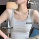 American-style broad-shouldered breast-covering camisole for women, summer thin, slim, simple, western style, versatile bottoming top, white L Recommended 110-135 Jin Jin equals 0.5 kg