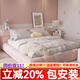 Yongtong bed cream style pink puff bed 2*2.2 meters double bed master bedroom queen bed wedding bed technology velvet bed storage bed puff bed upgraded 15 cm steel wood bed board 1.5*2 meters