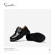 Snaffy boys' leather shoes spring and autumn new style children's style soft sole performance black leather shoes college black (236205 cowhide) 27 foot length 15.5cm
