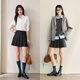 Eveli (eifini) Eveli high-quality wool pleated skirt short skirt slimming A-line skirt women's 2025 autumn new style floral gray short style S 80-100Jin Jin is equal to 0.5 kg