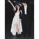 Drei-Punkte-Traum du helles Hochzeitskleid French Hosentro Retro Einfacher weißer Rock Kleiner Brautkleid weißer Gurtstil X One Size xs