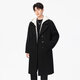 Mu Fanmian spring new fake two-piece woolen coat men's long hooded knee-length large size loose fat spring and autumn windbreaker jacket black thickened L suitable for 125 to 150 Jin Jin equals 0.5 kg