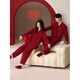 Yalu Red Couple Pajamas Pure Cotton Long Sleeve Wedding Suit for Men and Women for Spring and Autumn Chinese Style Festive Home Clothes Female M+ Male L M BY-Male 7211-Female 6211 Long Sleeves + Trousers