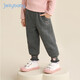 JELLYBABY velvet cartoon ribbed solid color cotton pants, winter baby pants, girls' sports warm pants, legged pants