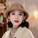 Buta Hat Women's Autumn and Winter Handmade Flower Top Hat Bere Warm Wool Felt Top Hat Versatile Fashion Retro Camel
