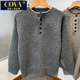 COVA international first-line brand door tube Henry collar sweater men's 2025 new winter loose sweater men's thickened black gray 3XL