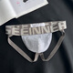 2 BUNNIES 2 pairs of pure cotton thong men's double underwear pure white boys U convex bag sexy back empty triangle shorts head 612 (black + white) M _90-110Jin Jin equals 0.5 kg