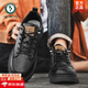 Woodpecker men's shoes black business casual leather shoes men's autumn and winter waterproof anti-slip chef shoes work men's sneakers versatile trendy black 42