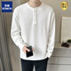 ROMON Henley collar long-sleeved T-shirt for men 2025 new spring and autumn style autumn coat button solid color inner layering shirt sweatshirt for men Gray Apricot M 90-115Jin Jin is equal to 0.5 kg