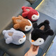 Children's cotton slippers, boy's winter cartoon cute non-slip indoor bathing soft-soled baby penguin slippers, upgraded version of environmentally friendly material black (heel included) 12 36/37 size (shoe inner length 22CM, suitable for foot length 21