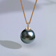 Haitong Internet celebrity baby bottle style 18K gold seawater Tahitian black pearl pendant, elegant and elegant, gift to mother and girlfriend A grade/slight flaws, peacock green series 11-12mm