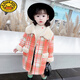 G.DUCKKIDS Girls' Plaid Woolen Coat 2024 Autumn and Winter New Style Western Style Baby Girl Temperament Mid-Length Velvet Woolen Coat Purple Plaid 130 cm