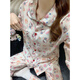 Hengyuanxiang pajamas with chest pad for women in spring and autumn cute cartoon kt cat long sleeves 2025 new casual suit home clothing 16886 Cat bear fixed chest pad XL