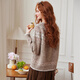 Bailuyu Retro Contrast Color Snowflake Cardigan Jacket 25 New Year's Eve Wool Fashion Sweater Women's Oatmeal S