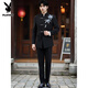 Playboy New Chinese Mao Suit Suit Groom Wedding Suit Toast Suit Casual Retro Tang Suit Black Bamboo Leaf Embroidered Single Jacket M