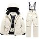 Cross-border winter children's ski suit for boys, warm, waterproof and windproof professional one-piece for girls, lemon yellow + phantom black, one size fits all, size 8, recommended height 113-125CM